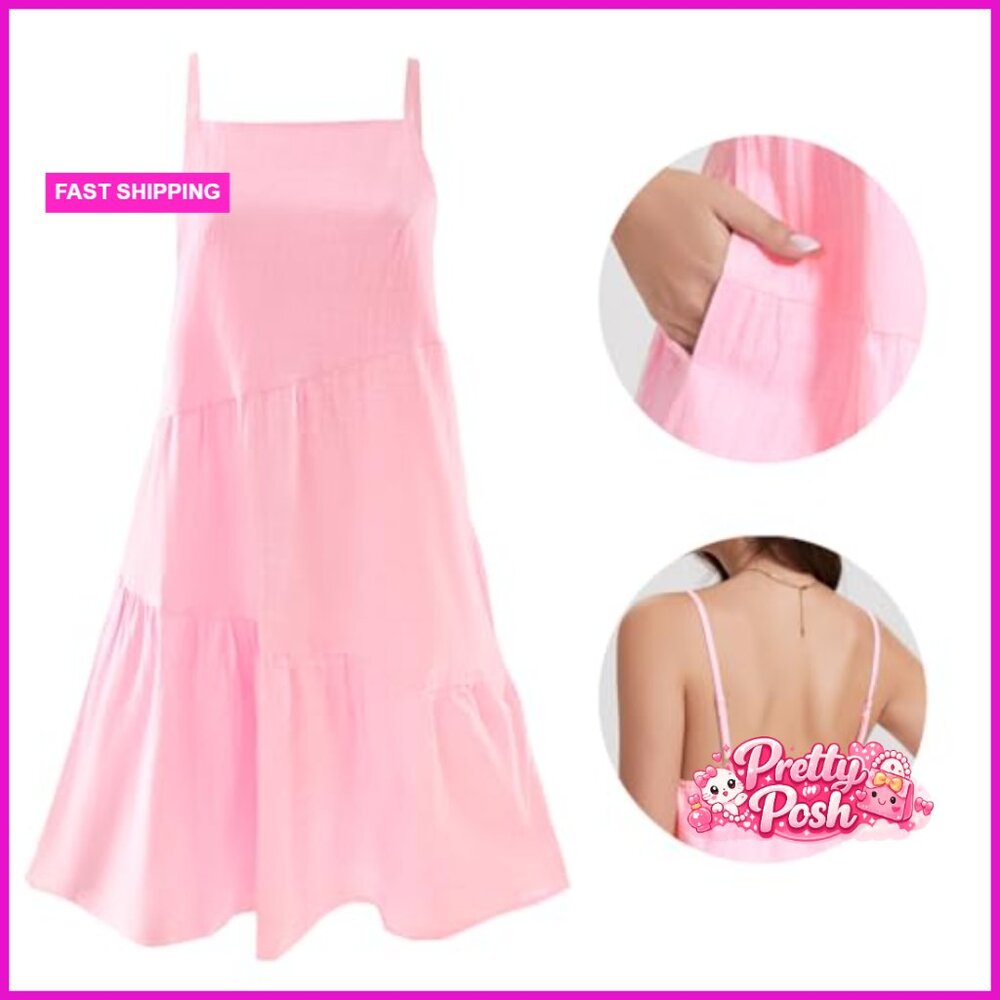 Polyester Spaghetti Strap Backless Mini Dress Sum… - image 6